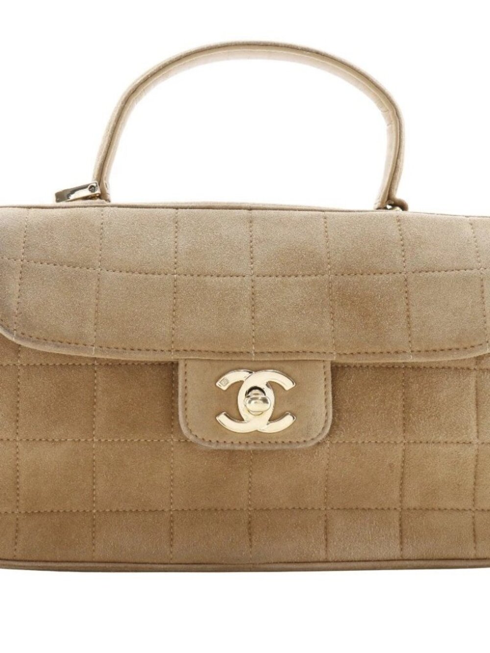 CHANEL Chocolate Bar Handbag One handle Brown/yellow Suede Women